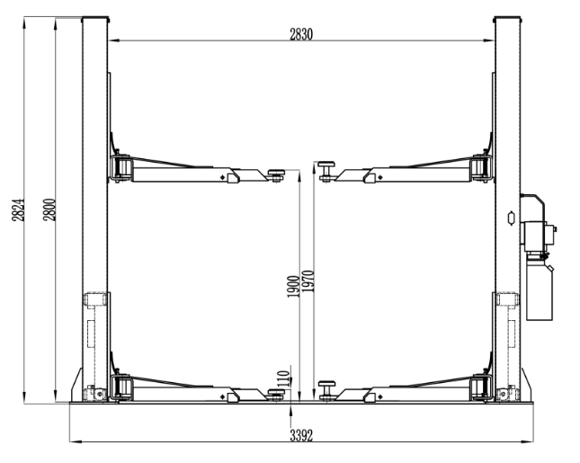 Двухстоечный подъемник г/п 4 т с ручными стопорами Двухстоечный подъемник г/п 4 т с ручными стопорами