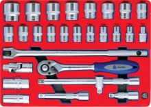 Набор торцевых головок и аксессуаров 1/2" в ложементе, 28 предметов МАСТАК 